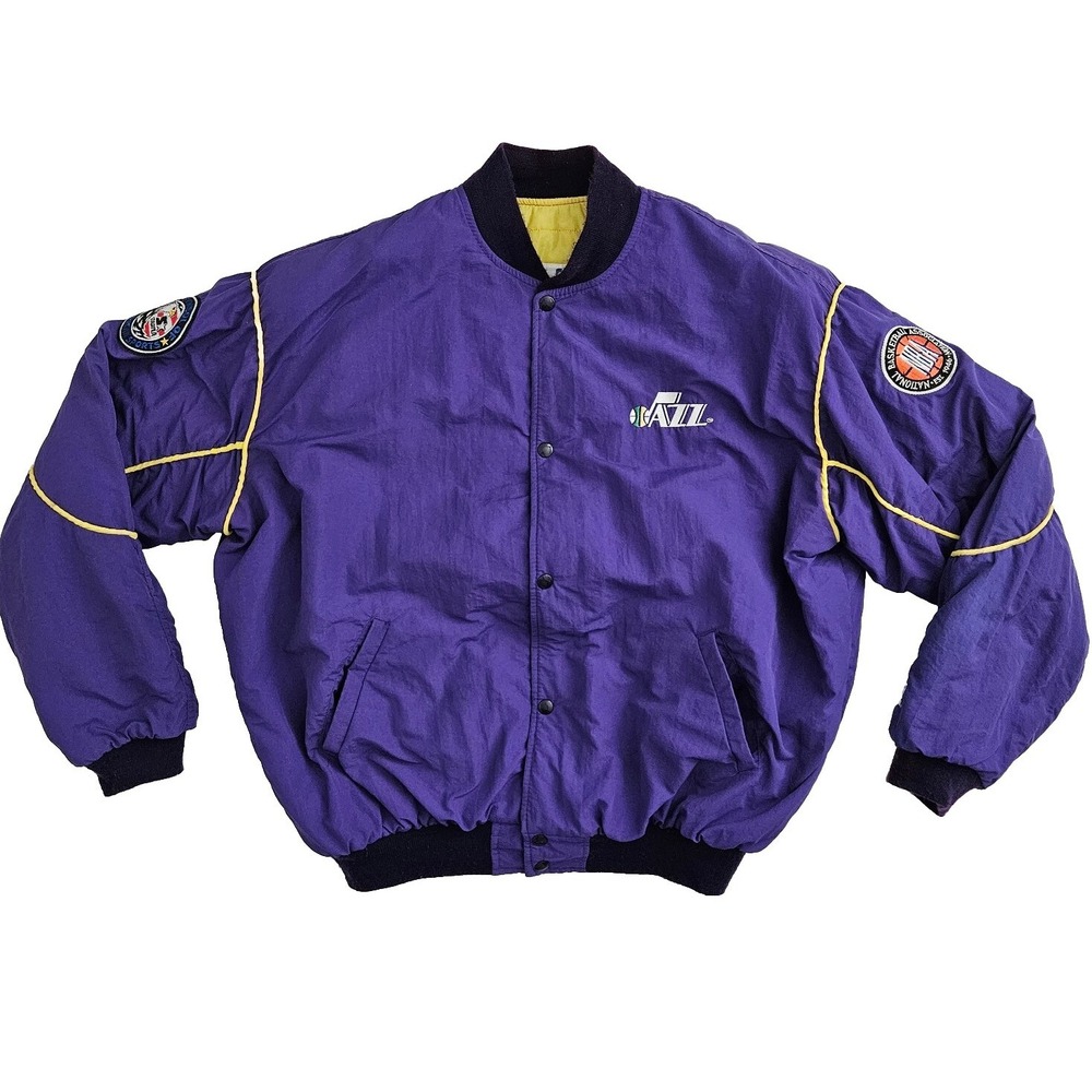 Vintage Starter Utah Jazz (Men's XL) Purple Jacket NBA Basketball Bomber Puffer